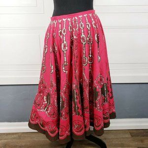 NY Pink/Brown BOHO Skirt Sz 4 Full Circle